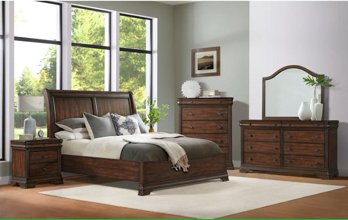Elements International Phillipe Queen Panel Bed in Brown
