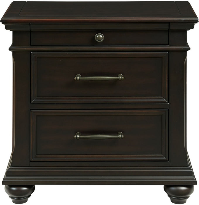 Elements International Slater 3 Drawer Nightstand with USB Port in Black image