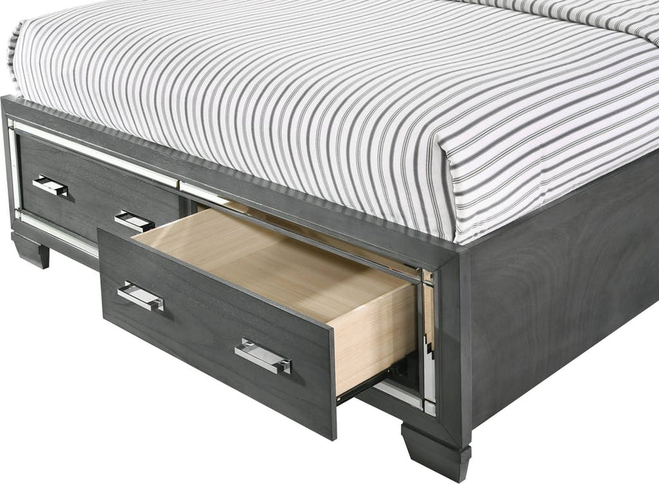 Elements International Titanium Queen Storage Bed in Gray