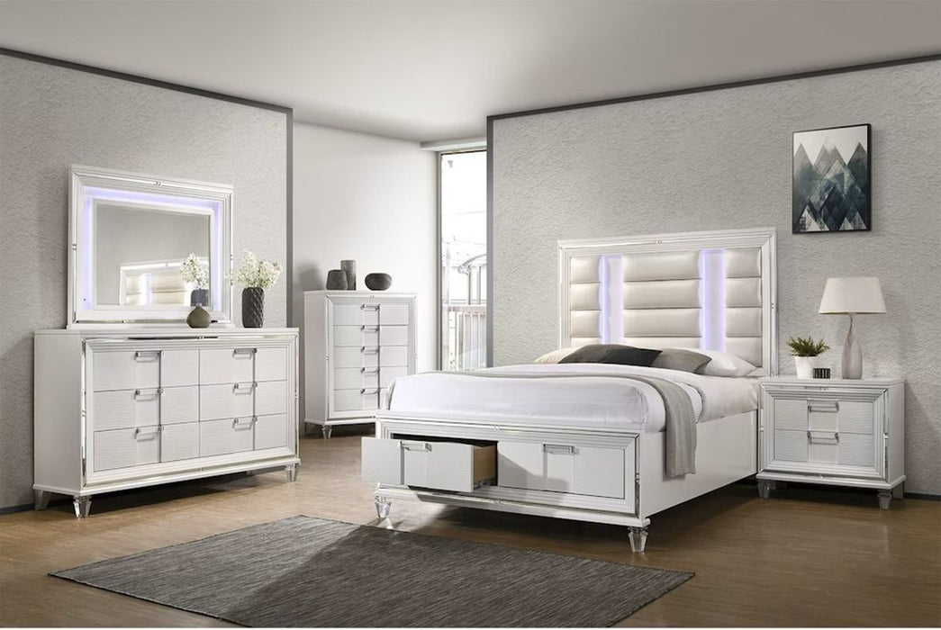 Elements International Twenty Nine Queen Platform Storage Bed in White